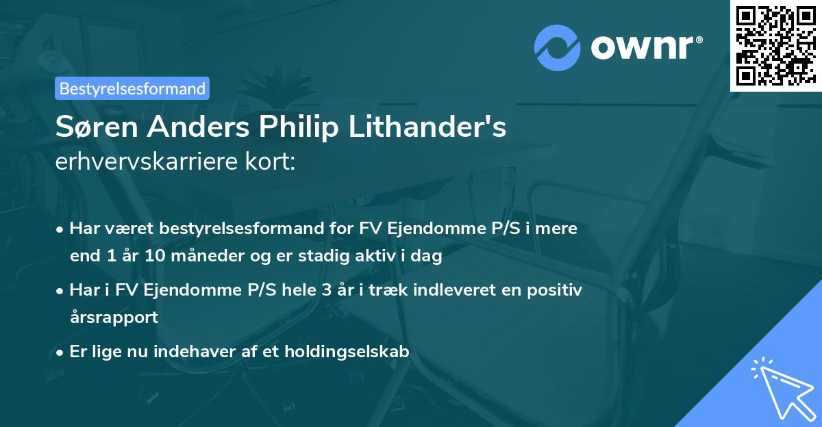 Søren Anders Philip Lithander's erhvervskarriere kort