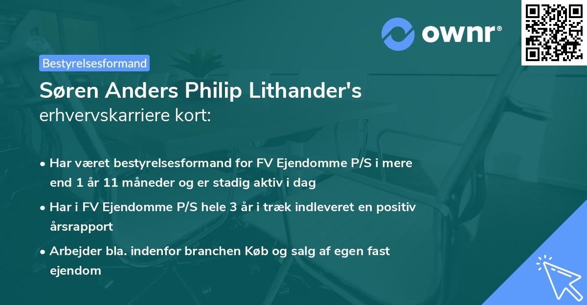 Søren Anders Philip Lithander's erhvervskarriere kort