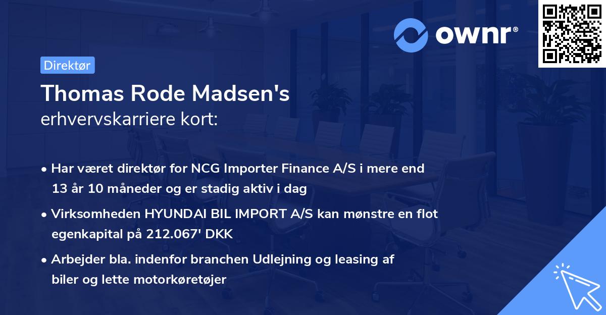 Thomas Rode Madsen's erhvervskarriere kort