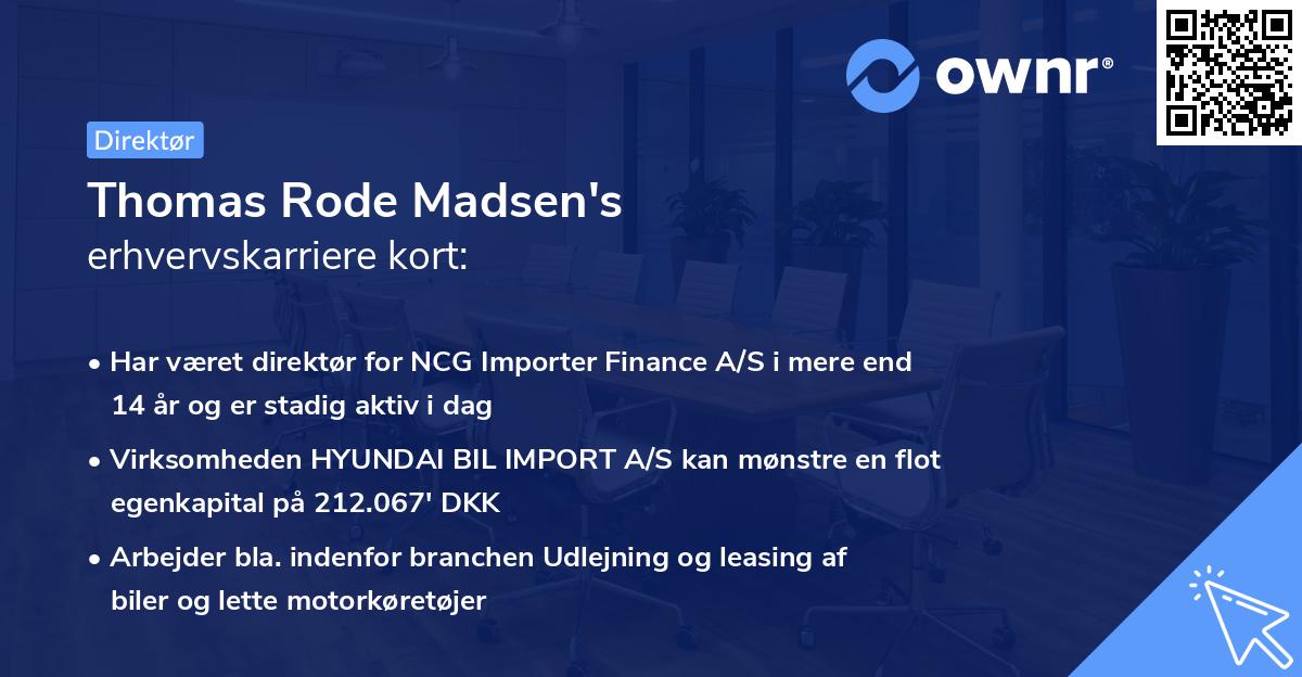Thomas Rode Madsen's erhvervskarriere kort