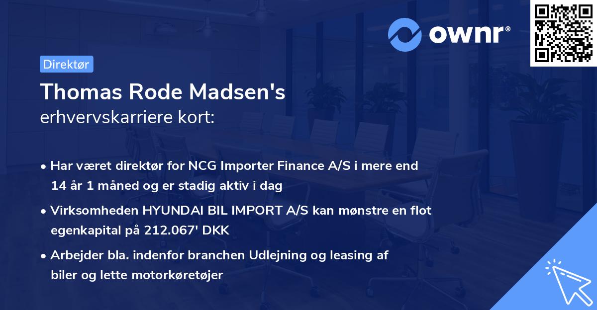 Thomas Rode Madsen's erhvervskarriere kort