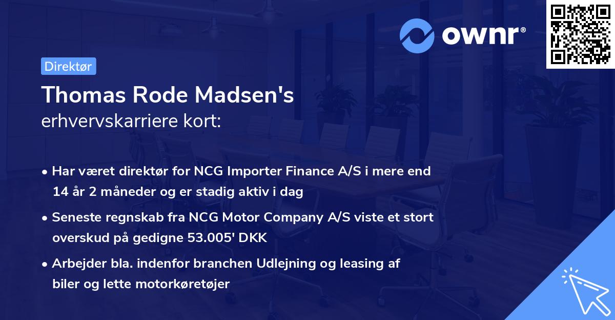 Thomas Rode Madsen's erhvervskarriere kort