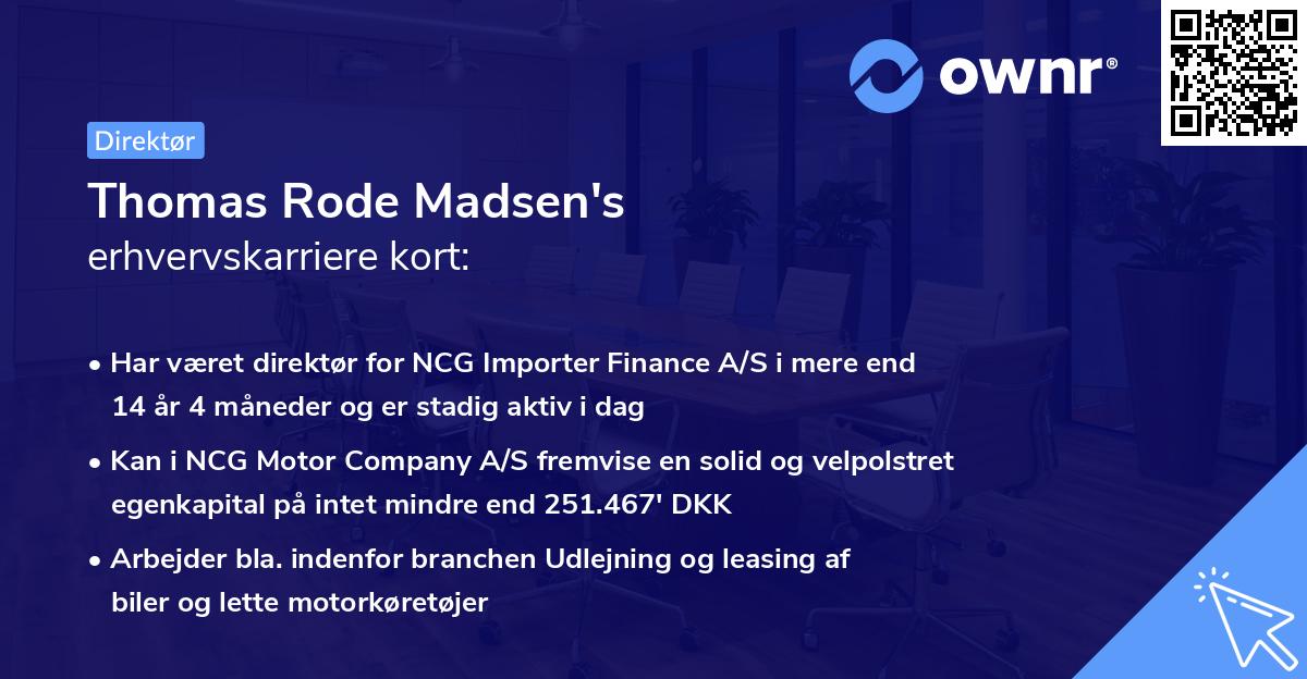 Thomas Rode Madsen's erhvervskarriere kort