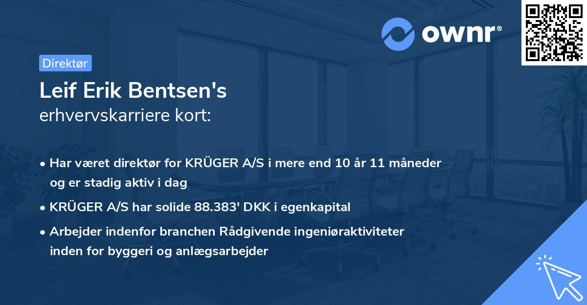 Leif Erik Bentsen's erhvervskarriere kort