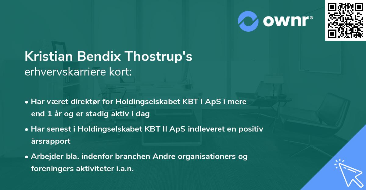 Kristian Bendix Thostrup's erhvervskarriere kort