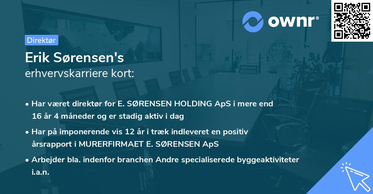 Erik Sørensen's erhvervskarriere kort