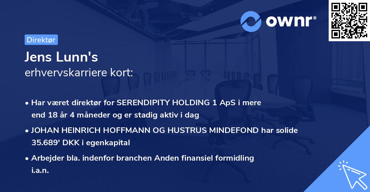 Jens Lunn's erhvervskarriere kort