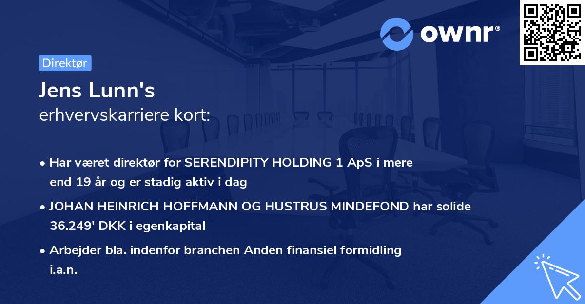 Jens Lunn's erhvervskarriere kort