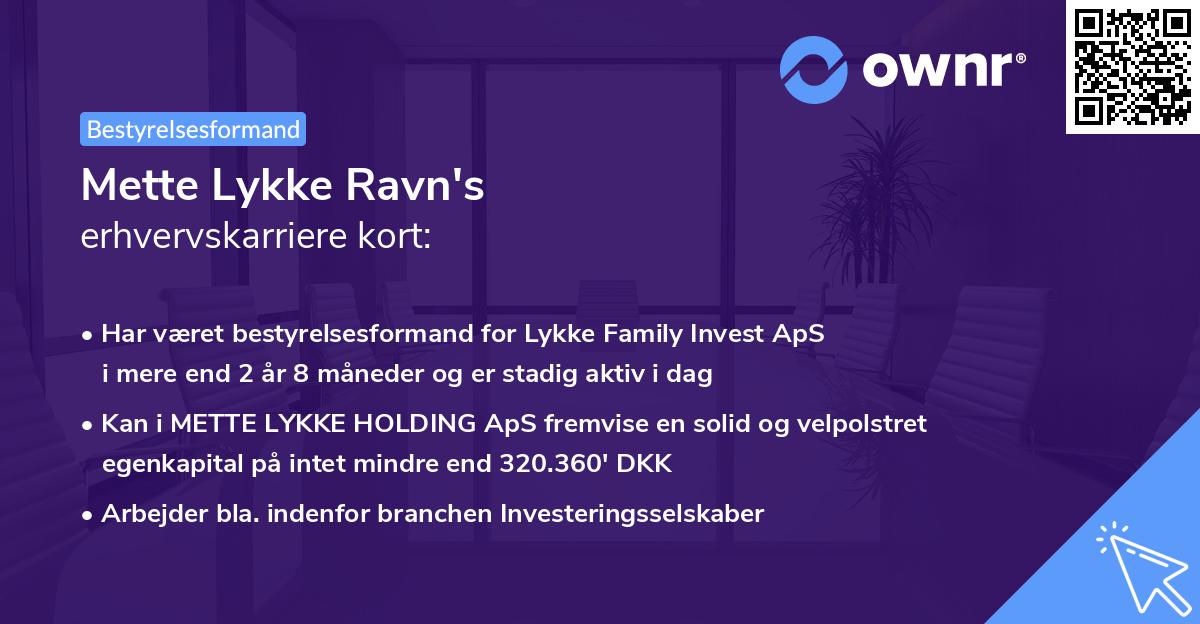 Mette Lykke Ravn's erhvervskarriere kort