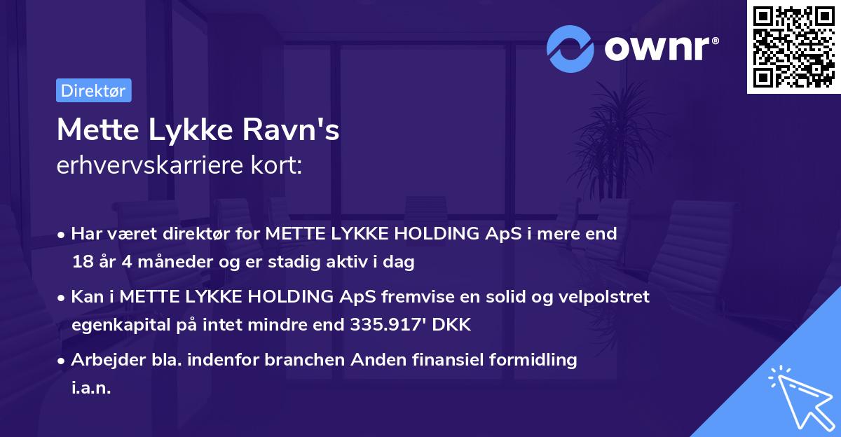 Mette Lykke Ravn's erhvervskarriere kort