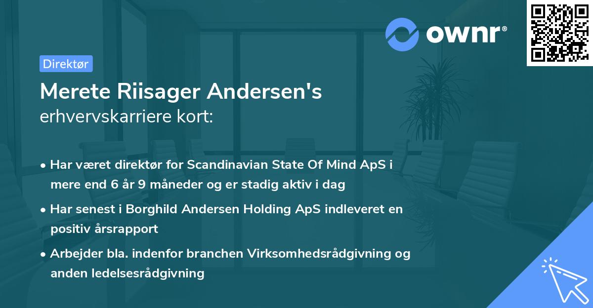 Merete Riisager Andersen's erhvervskarriere kort