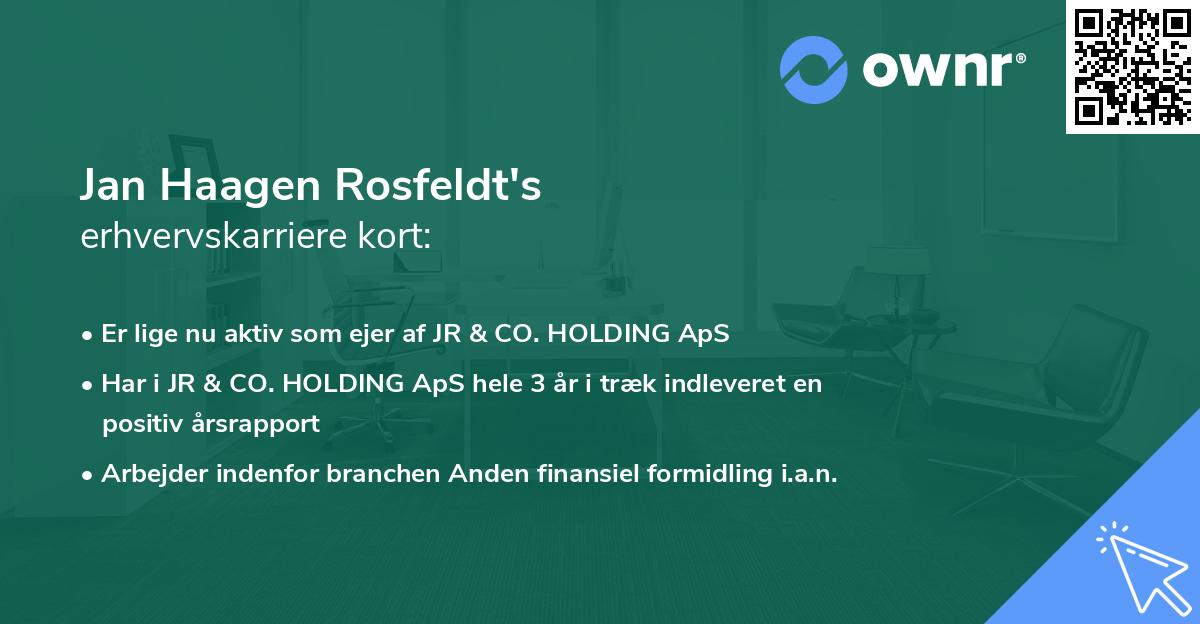 Jan Haagen Rosfeldt's erhvervskarriere kort