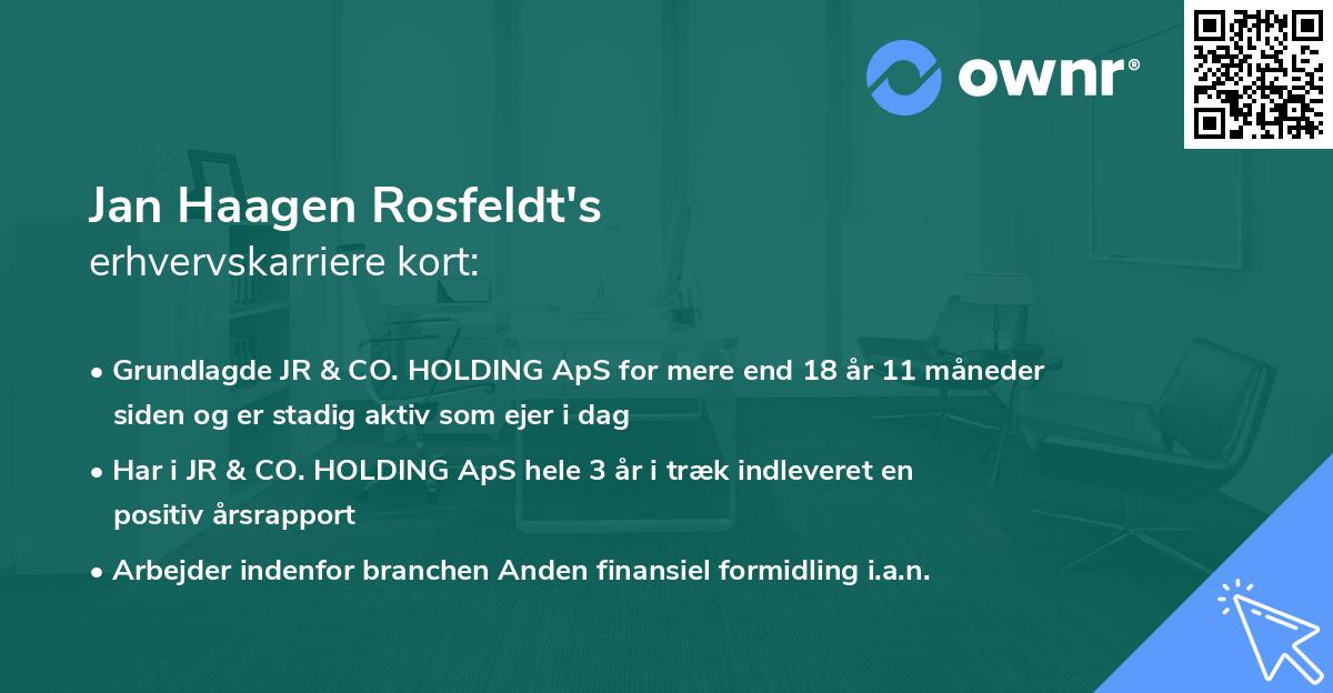 Jan Haagen Rosfeldt's erhvervskarriere kort