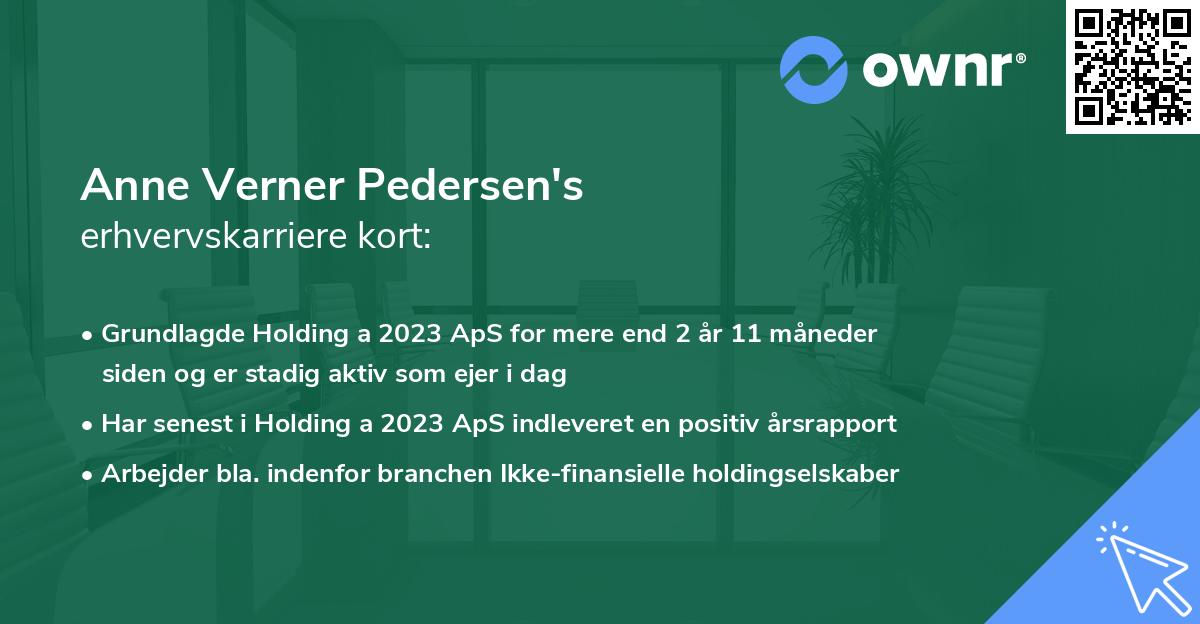 Anne Verner Pedersen's erhvervskarriere kort