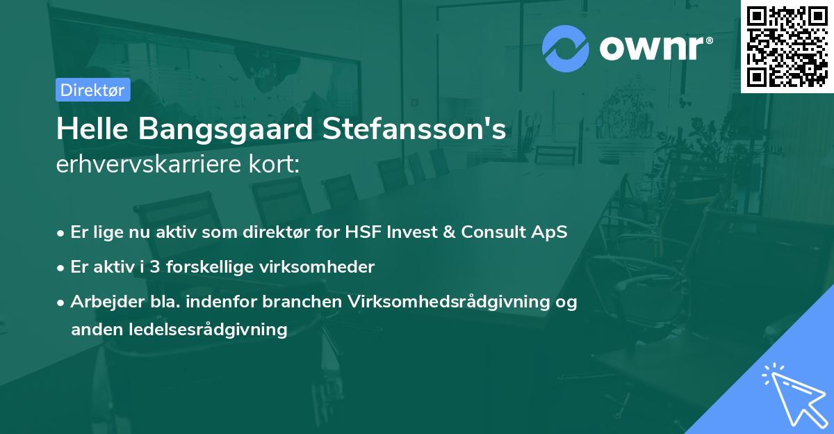 Helle Bangsgaard Stefansson's erhvervskarriere kort