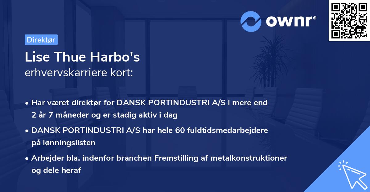 Lise Thue Harbo's erhvervskarriere kort