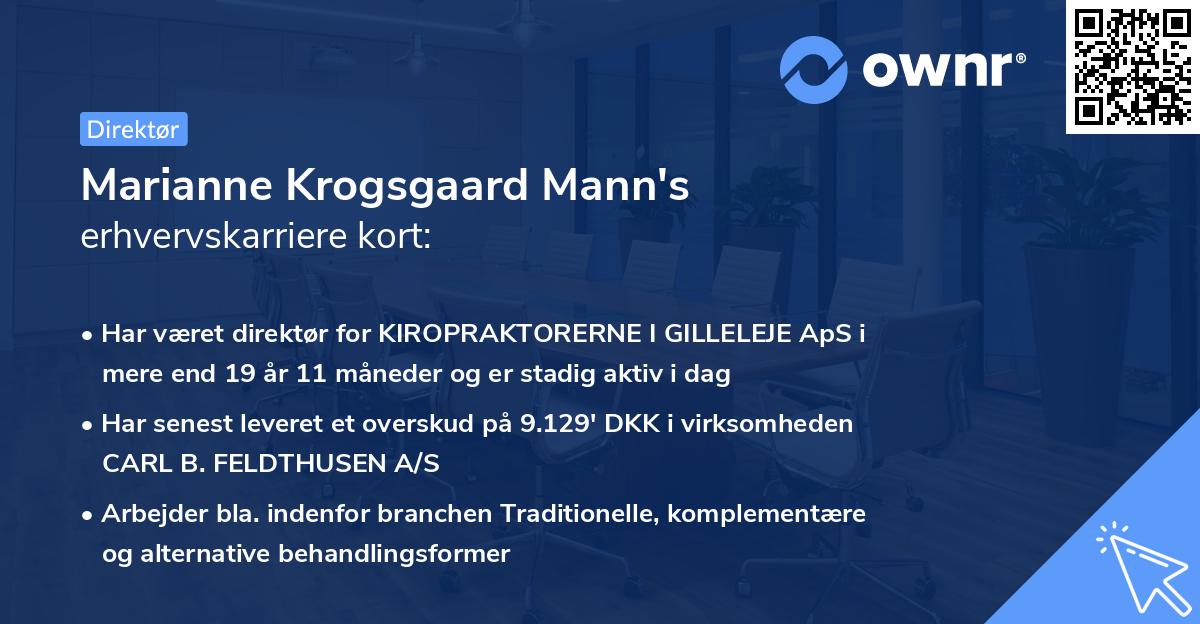 Marianne Krogsgaard Mann's erhvervskarriere kort