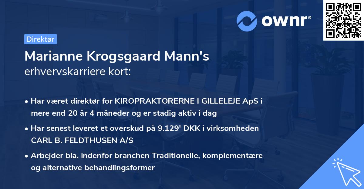 Marianne Krogsgaard Mann's erhvervskarriere kort