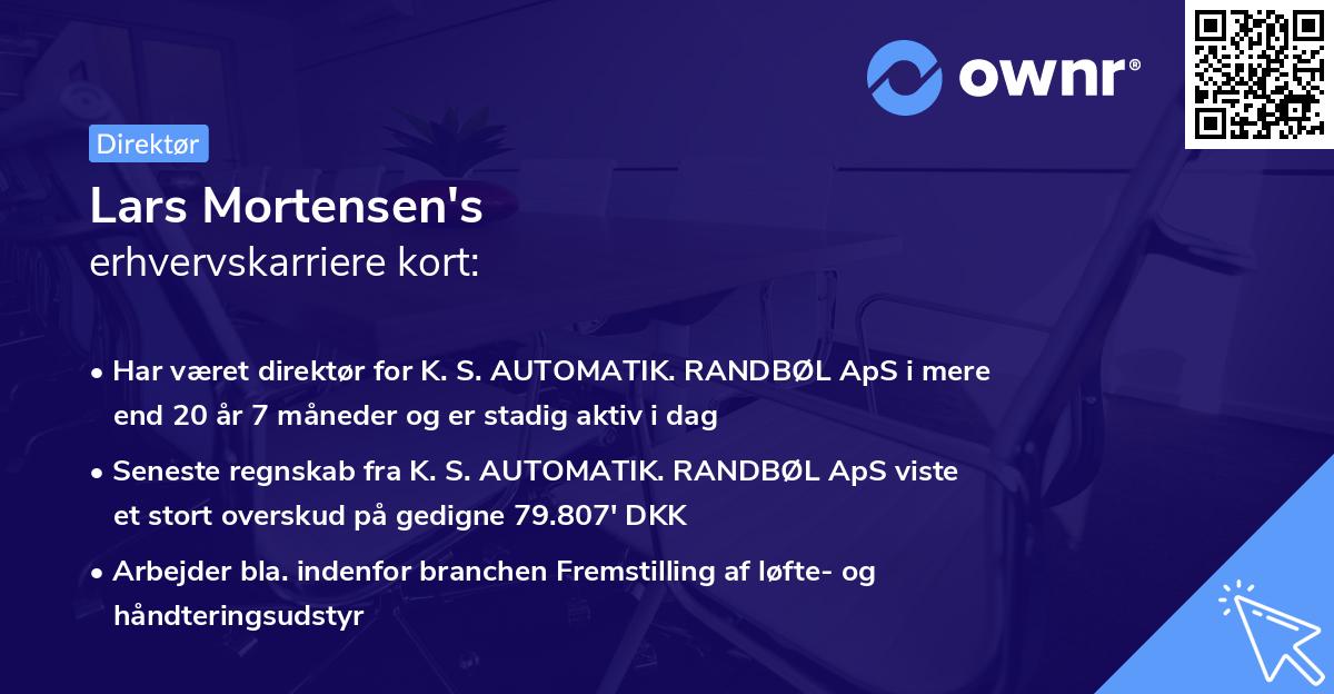 Lars Mortensen's erhvervskarriere kort