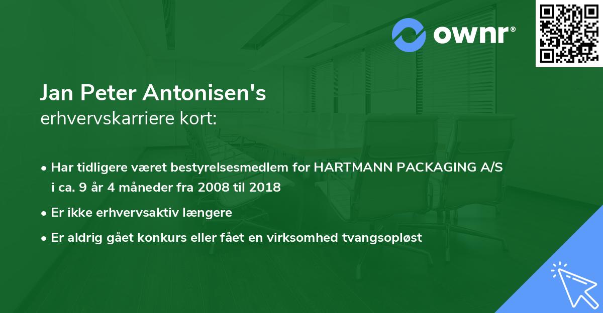 Jan Peter Antonisen's erhvervskarriere kort