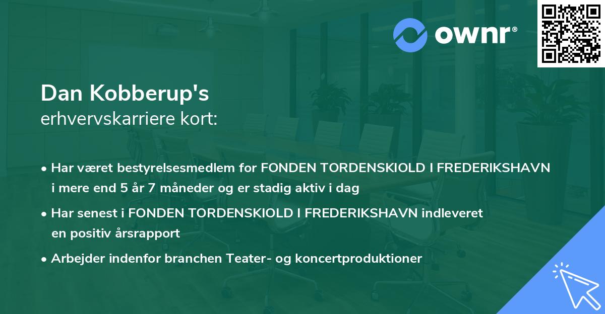 Dan Kobberup's erhvervskarriere kort
