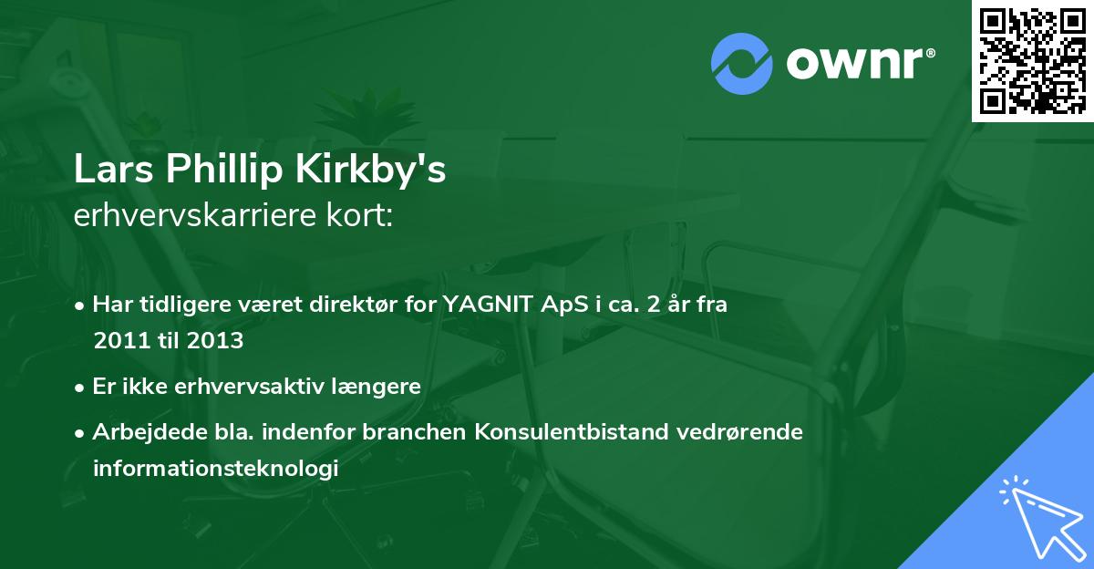 Lars Phillip Kirkby's erhvervskarriere kort
