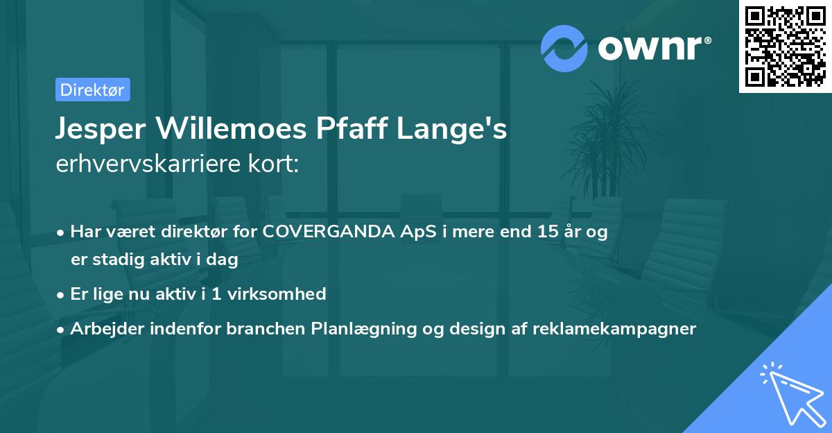 Jesper Willemoes Pfaff Lange's erhvervskarriere kort