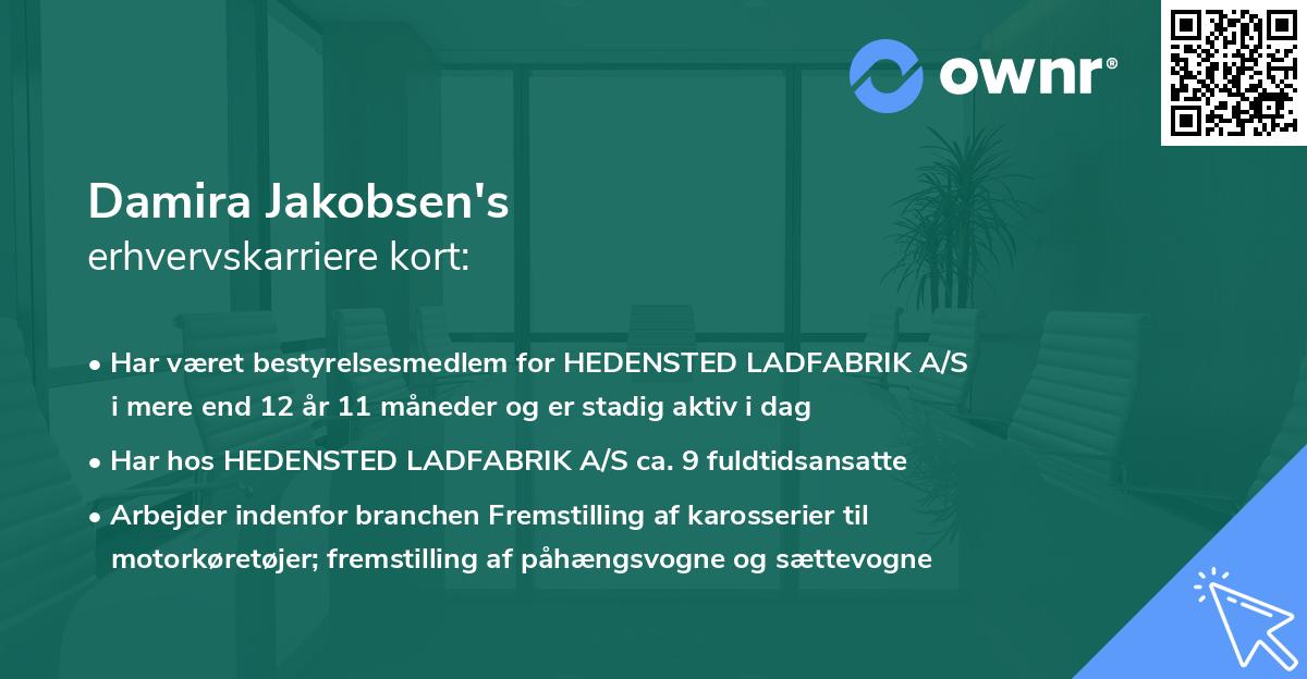 Damira Jakobsen's erhvervskarriere kort
