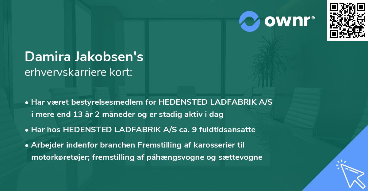 Damira Jakobsen's erhvervskarriere kort