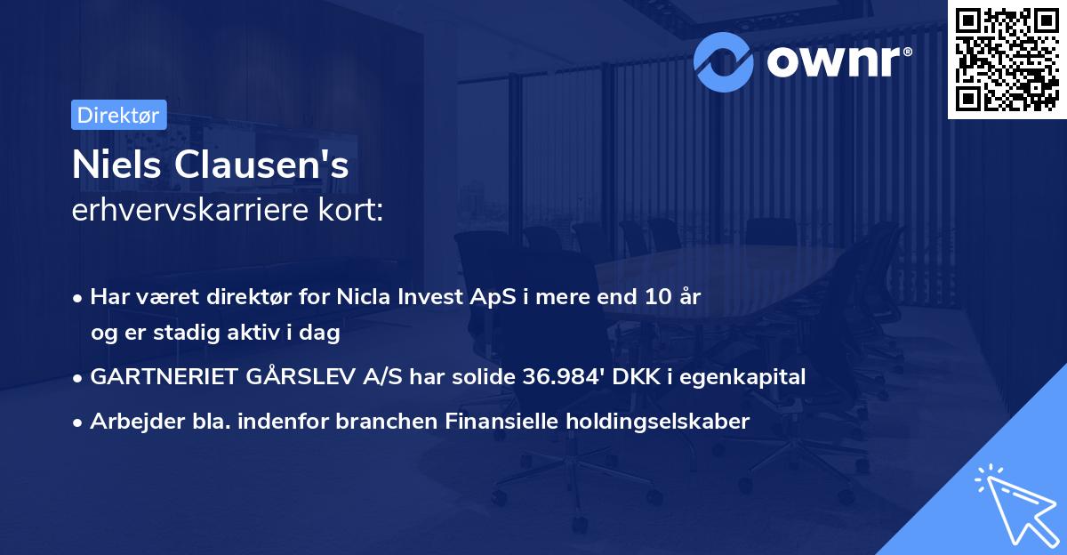 Niels Clausen's erhvervskarriere kort