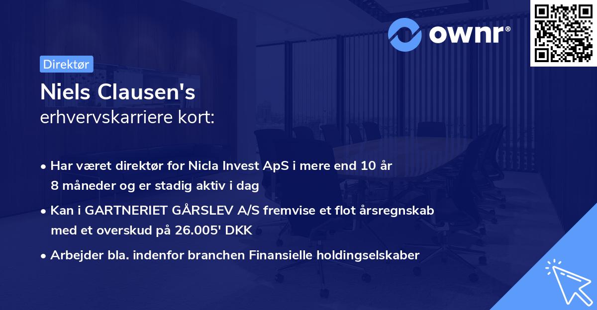 Niels Clausen's erhvervskarriere kort