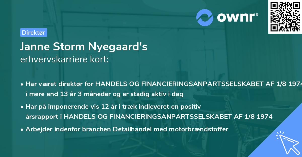 Janne Storm Nyegaard's erhvervskarriere kort