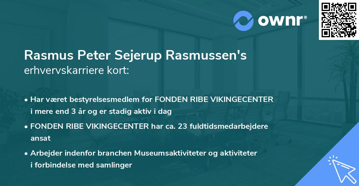 Rasmus Peter Sejerup Rasmussen's erhvervskarriere kort