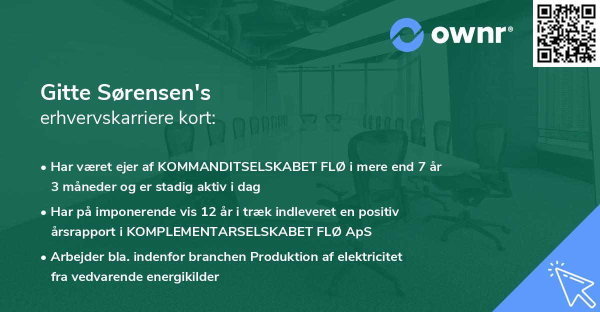 Gitte Sørensen's erhvervskarriere kort