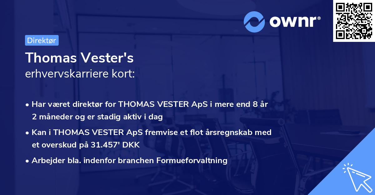 Thomas Vester's erhvervskarriere kort