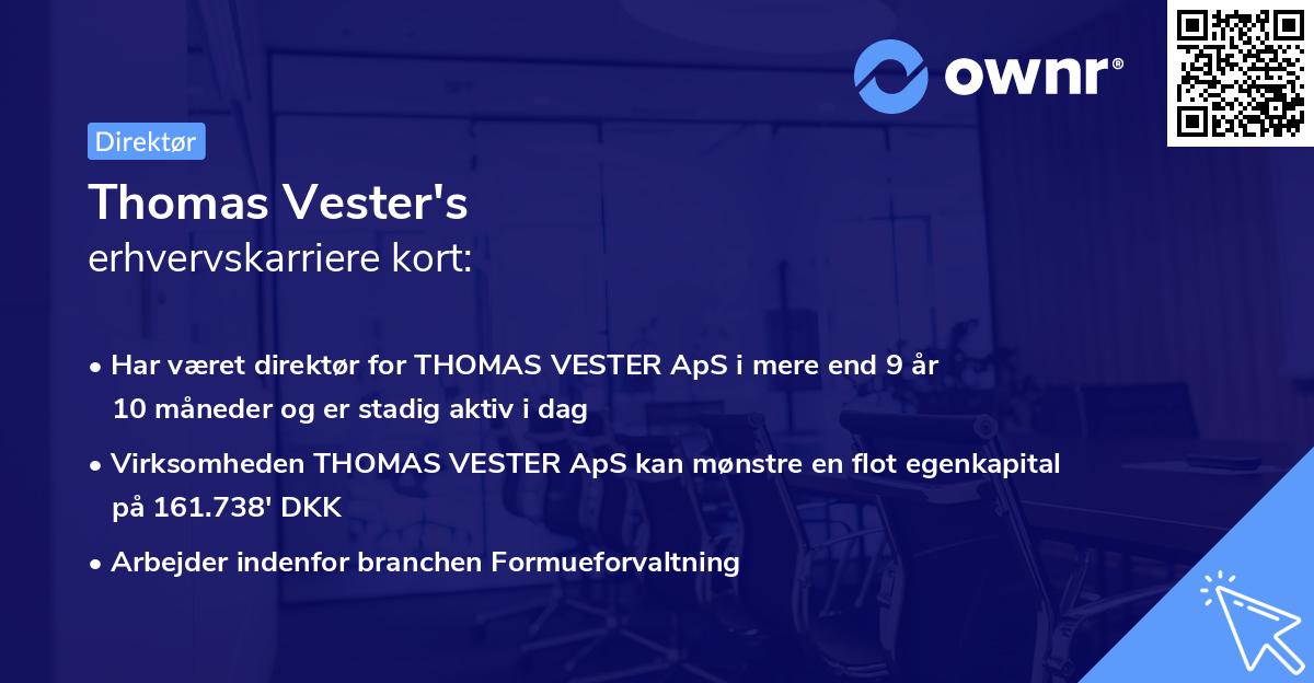 Thomas Vester's erhvervskarriere kort