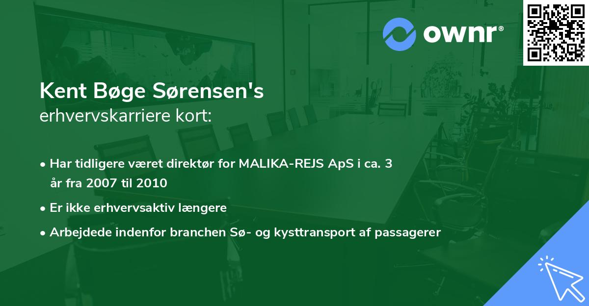 Kent Bøge Sørensen's erhvervskarriere kort