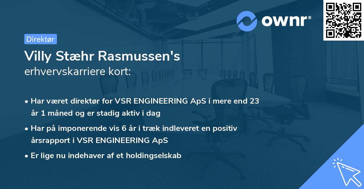 Villy Stæhr Rasmussen's erhvervskarriere kort