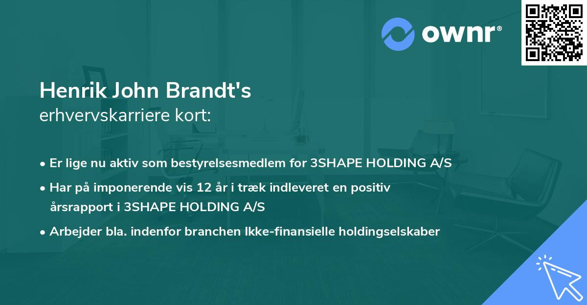 Henrik John Brandt's erhvervskarriere kort
