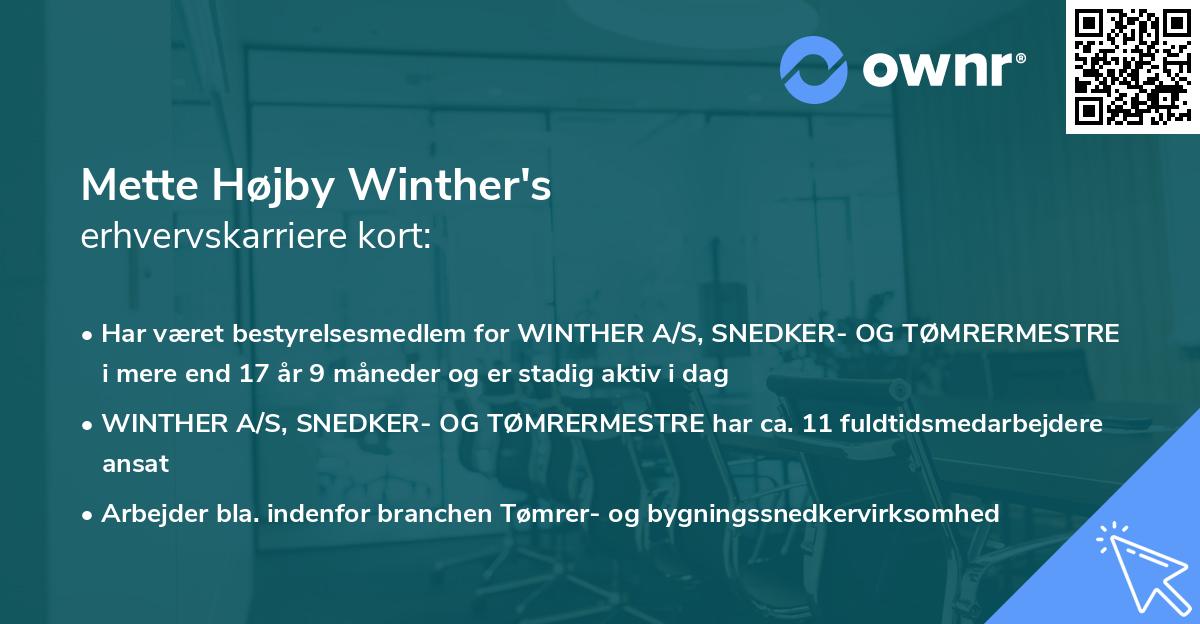 Mette Højby Winther's erhvervskarriere kort