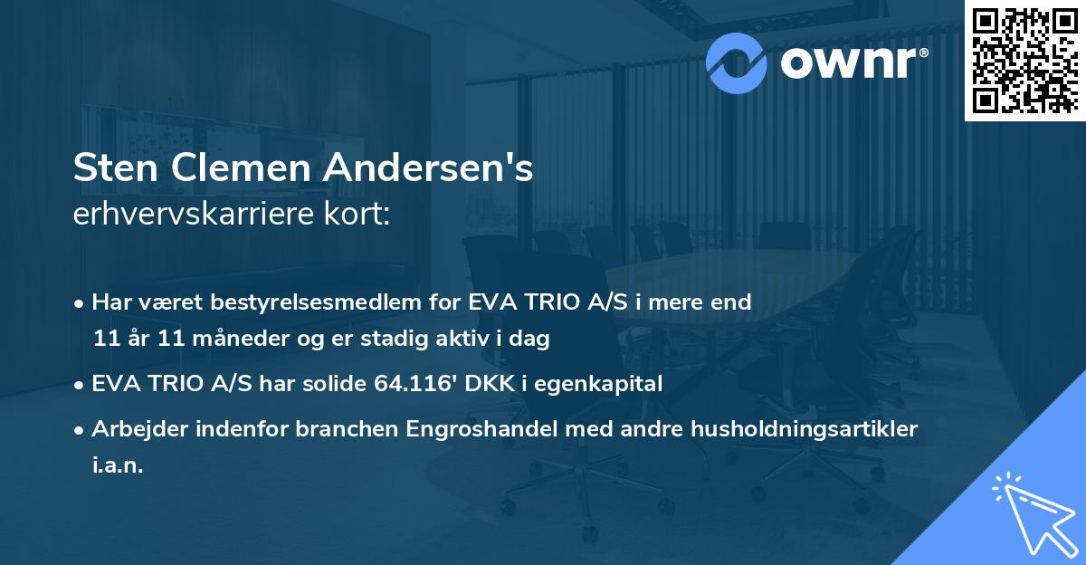 Sten Clemen Andersen's erhvervskarriere kort