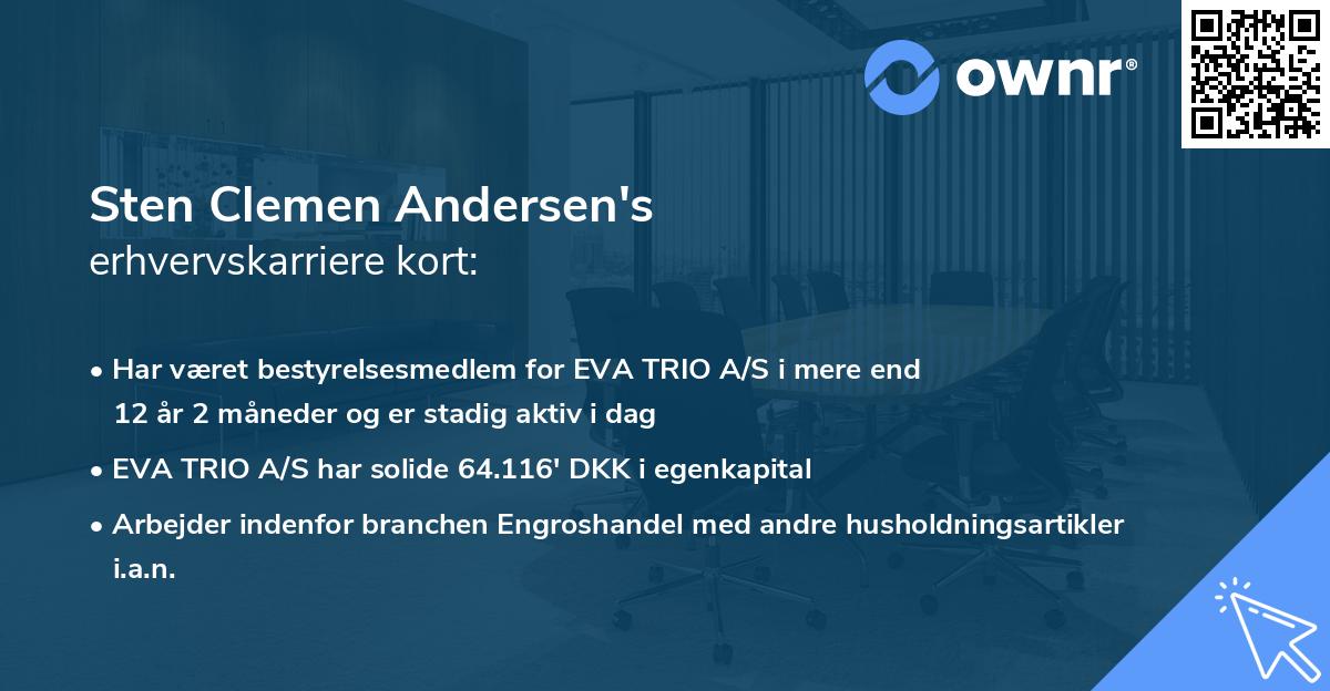 Sten Clemen Andersen's erhvervskarriere kort
