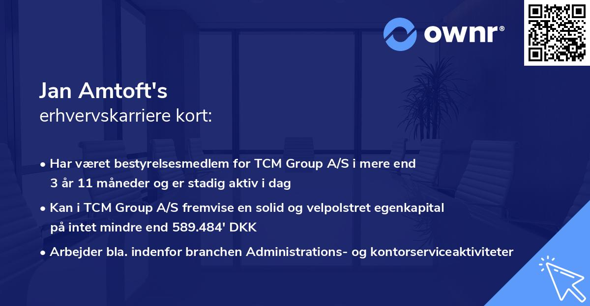 Jan Amtoft's erhvervskarriere kort