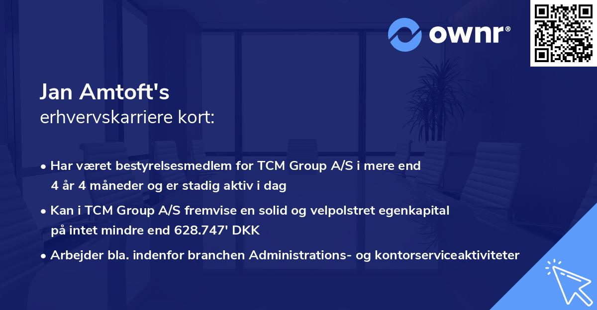 Jan Amtoft's erhvervskarriere kort