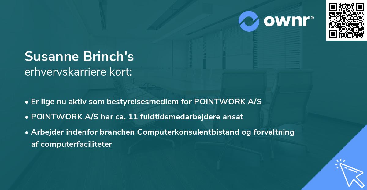 Susanne Brinch's erhvervskarriere kort