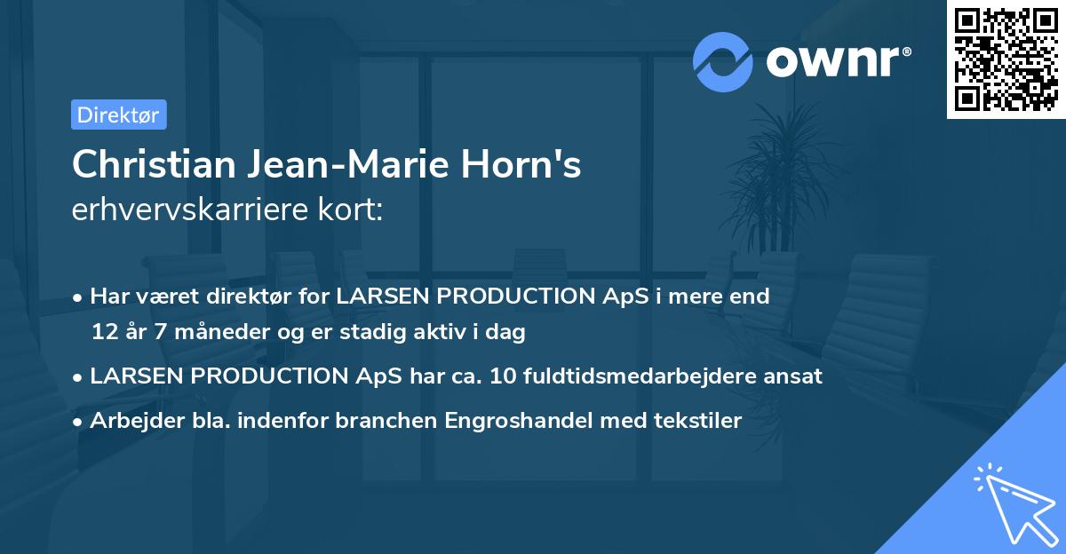 Christian Jean-Marie Horn's erhvervskarriere kort