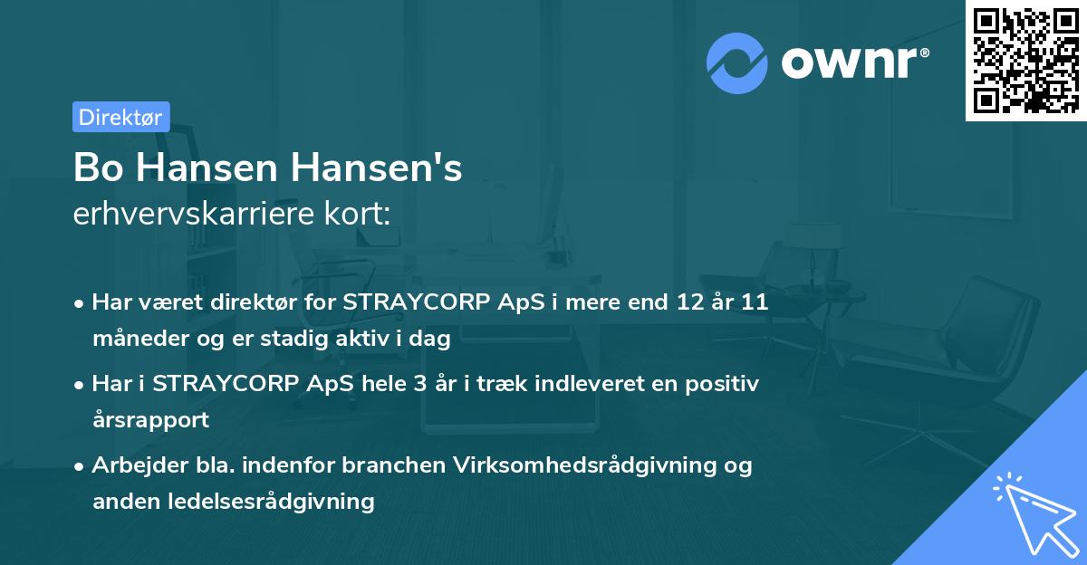 Bo Hansen Hansen's erhvervskarriere kort