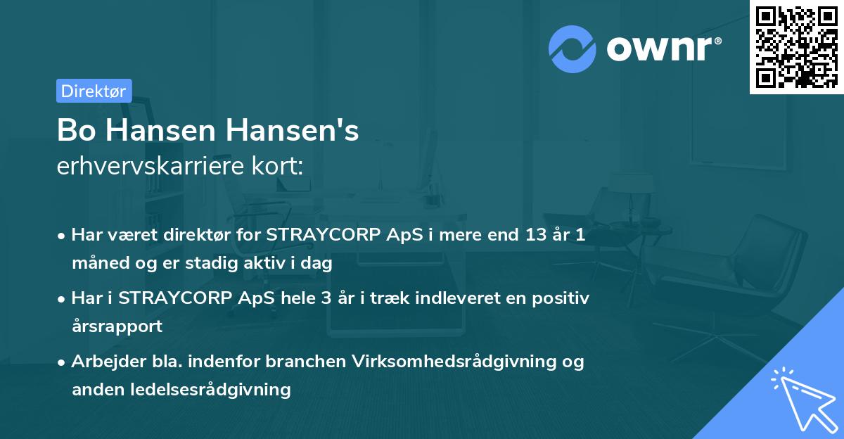 Bo Hansen Hansen's erhvervskarriere kort