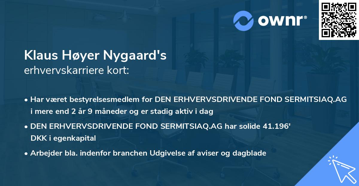 Klaus Høyer Nygaard's erhvervskarriere kort