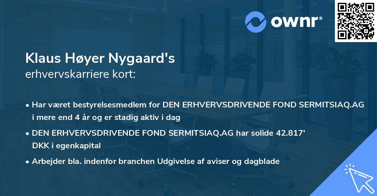 Klaus Høyer Nygaard's erhvervskarriere kort